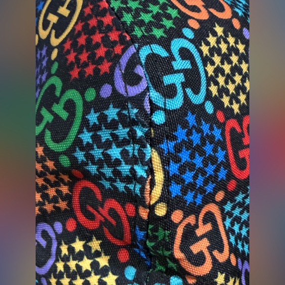 Gucci Multicolor GG Monogram Bucket Hat Rainbow Stars Made in Italy - Picture 6 of 11